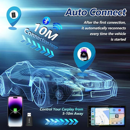 2026 Upgraded Wireless CarPlay Adapter for iPhone – Mini Wired to Wireless Dongle, Fast 5.8GHz WiFi & Bluetooth Connection, Plug & Play, Universal for OEM Wired CarPlay Cars