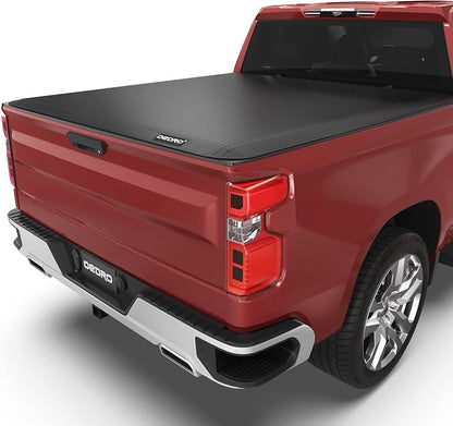 oEdRo Soft Roll Up Truck Bed Tonneau Cover Compatible with 2019-2026 Chevy Silverado 1500 / GMC Sierra 1500 New Body Style, 5.8ft Bed