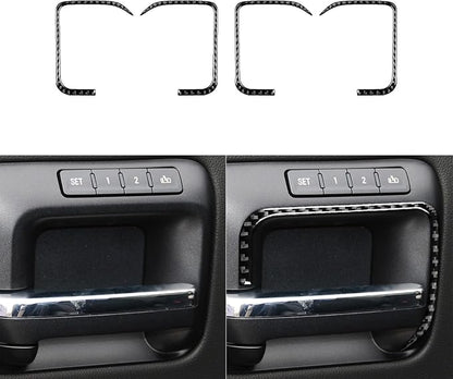 Real Premium Carbon Fiber Fit for Chevy Silverado/GMC Sierra 1500 2014-2018 for 2500/3500HD 2015-2019 Car Door Handle Frame Trim Decals Sticker Decor Auto Interior Accessories Cover Black