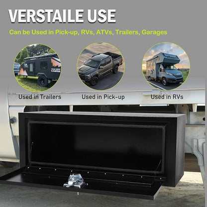 30 Inch Steel Underbody Truck Tool Box with T-Handle Lock, Heavy Duty Contractor Toolbox For Organization And Storage, Job Tool Chest, 30"x 18"x 18" inch Black