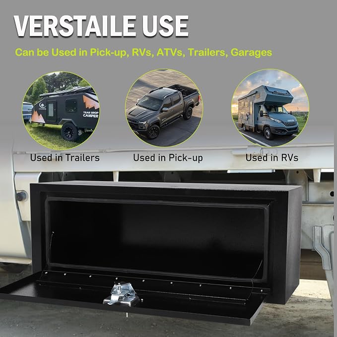36 inch Underbody Truck Tool Box with T-Handle Lock, Heavy Duty Truck ToolBox Truck Storage Organizer For Storage Smooth Surface Waterproof, 36"x 18"x 18" inch