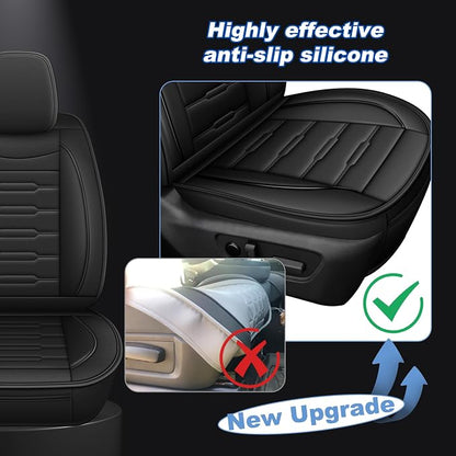 AOMSAZTO Corolla Front Car Seat Covers Custom Fit for Toyota Corolla 2014 2015 2016 2017 2018 2019 LE,SE,XSE,L,XLE,S,S Plus Faux Leather Seat Covers with Steering Wheel Cover(2 Seats,Black)