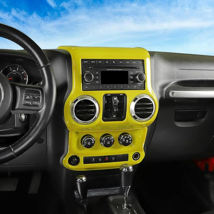 RT-TCZ for Jeep JK Yellow Dash Accents Radio A/C Controls Cover Trim for Jeep Wrangler JK JKU 2011-2017 ABS Interior Accessories 2pcs