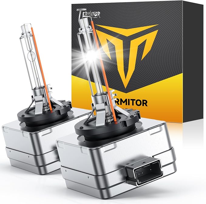 Termitor D1S HID Bulbs, 6000K Cool White, 1000% Ultra Bright, 6-Year Long Lifespan, 35W 66144 66140 85140 85415 85415C1 Xenon Bulb Replacement, Tail Light Assemblies, Pack of 2