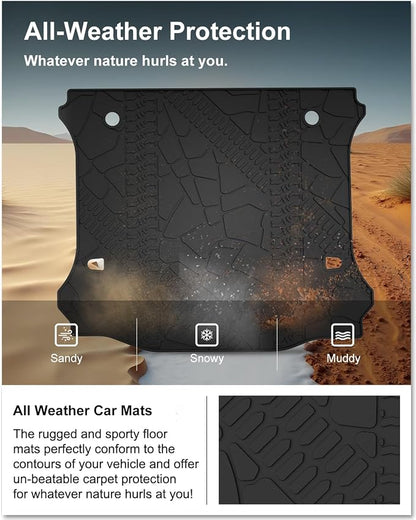 KIWI MASTER Cargo Mat for 2007-2018 Jeep Wrangler JK, OEM Replacement 82213184, Custom Fit All Weather Rear Cargo Liner, Heavy Duty TPE Tray Trunk Mat, Black
