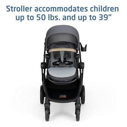 Maxi-Cosi Zelia Pro 5-in-1 Travel System with Mico Pro Infant Car Seat and Baby Stroller Combo, Reversible Seat, Large Wheels, Adjustable Handle, Newborn to Toddler, Lightweight, Sea Salt