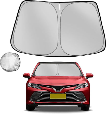 Windshield Sun Shade for Toyota Camry 2012-2017 LE XSE XLE Hybrid SE Sedan Foldable Sunshade for Car Front Window Blocks UV Rays and Heat Automotive Interior Protector Custom Fit Accessories