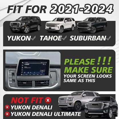 Muslogy Dashboard Storage Box & Cup Holder Inserts Compatible with 2021-2024 GMC Yukon Chevy Tahoe Suburban Accessories Front & Rear Drink Holder 2PCS & Center Console Organizer Behind Screen