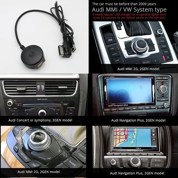Bluetooth Receiver Car Kit Compatible with Audi A3 A4 A5 A6 A7 S3 S4 Q3 Q5 Q7,Wireless Music Interface AMI MMI Adapter,Premium CSR Chipset HiFi Sound,Compatible with iPhone iPod Android 2G