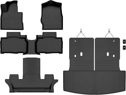Auxko All Weather Floor Mats Cargo Mat with Backrest Mat for Ford Explorer 6&7 Seater 2020-2026 TPE Liners Accessories Guard Odorless Anti-Slip Floor & Trunk Liner with Back Seat Protectors