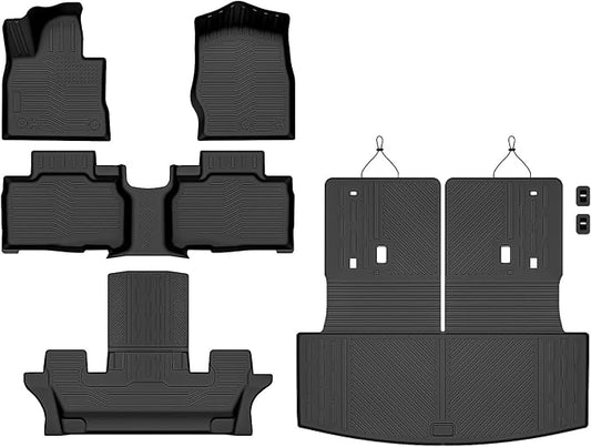 Auxko All Weather Floor Mats Cargo Mat with Backrest Mat for Ford Explorer 6&7 Seater 2020-2026 TPE Liners Accessories Guard Odorless Anti-Slip Floor & Trunk Liner with Back Seat Protectors