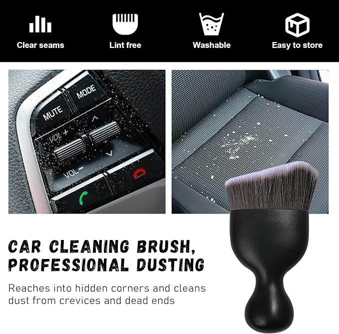 Ziciner Car Detailing Brush, Curved Soft Bristles Auto Removal Dust Collectors, Universal Vehicle Dashboard, Air Conditioner Vents etc Interior Cleaning Tool Accessories (Brown/White)