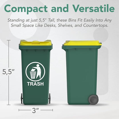 Wiosi Mini Garbage Trash Pen Holder for Desk | Tiny Recycle Bin Pencil Holder Green & Blue, Pack of 2 | Storage for Pencil & Pen | Office Stationery to Organize the Desk | Ideal for Student Work