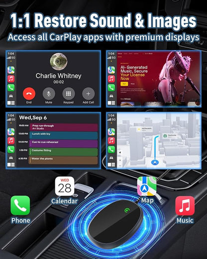 Wireless CarPlay Adapter for Apple CarPlay, Converts Wired CarPlay to Wireless, Plug and Play, No Latency, Auto Connect Easy Setup Fit for Cars with Built-in CarPlay and iPhone iOS 10+ (Grey)