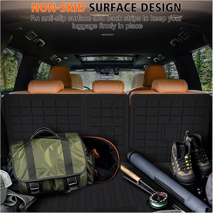 All Weather Car Floor Mats Cargo Liner with Backrest Mat for 2025 Ford Expedition Max 8 Seats (2 Row Bench Seat), TPE Rubber Liners Full Set Automotive Mats for 2025 Expedition Max Accessories