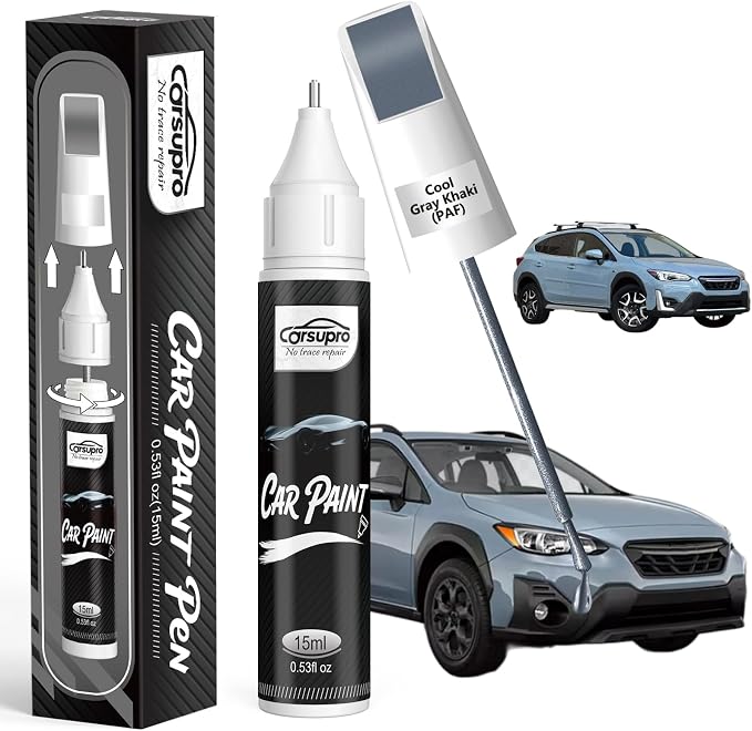 Cool Gray Khaki(PAF) for Subaru Touch Up Paint Pen, 2 in 1 Car Scratch Remover with Pen Tip and Brush, Precise Color Match for Car Paint Scratch Repair, Quickly and Easily Fix Chips and Nicks
