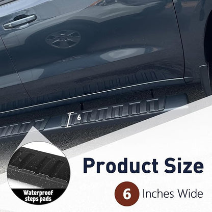 Running Boards 6 Inches Double Cab for Chevy Silverado GMC Sierra 2007-2018 1500, 2019 Limited/LD, 2007-2019 2500HD/3500HD (2 Full 2 Half Size Doors) Black Aluminum Alloy Side Steps Rails Nerf Bars 6"