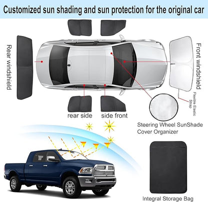 TINGLU Window Shades for Dodge RAM 2500 3500 2010-2026 Accessories Car Side Full Windows Rear Windshield Sun Shade Sun UV Rays & Privacy Protection for Camping,Napping&Relaxing 6PCS