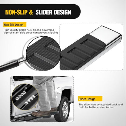 Nilight Running Boards for 2019-2026 Dodge Ram 1500 Quad Extended Cab New Body Style (Exclude 2019-2026 Classic) 6 Inch Slip-Proof Stainless Steel Bolt-on Side Step Nerf Bars,