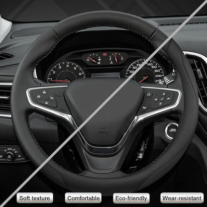 West Llama Customized Auto Car Steering Wheel Cover for Chevy 14.5-15 inches, Steering Wheel Cover for Chevrolet (Black - Standard Size)