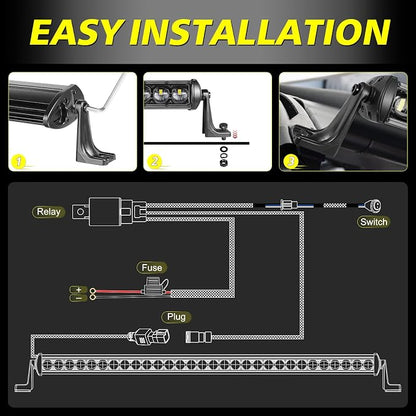 40" 210W Single Row LED Light Bar w/Wiring Harness Black Cover | OSRAM LEDs Off Road Driving Lights Slim Bumper Hood Roof Light Kit for Trucks Pickup UTV SUV Wrangler Can-Am