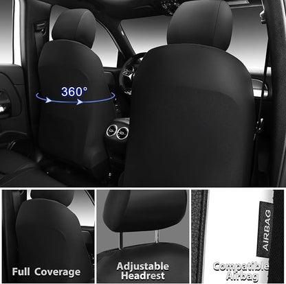 CAR PASS Memory Foam Car Seat Covers,Air Cool Mesh Thick Seat Covers Front Seats,White Leather Seat Covers for Car,Universal Automotive Comfort for Most Cars,SUV,Trucks,Airbag Compatible,Black White