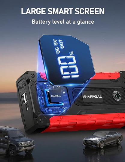 Sharmeal Car Jump Starter 7000A, Jump Starter Battery Pack with PD 30W Quick Charger, 12V Portable Jump Box (for All Gas and 12.0L Diesel) with 4 LED Light