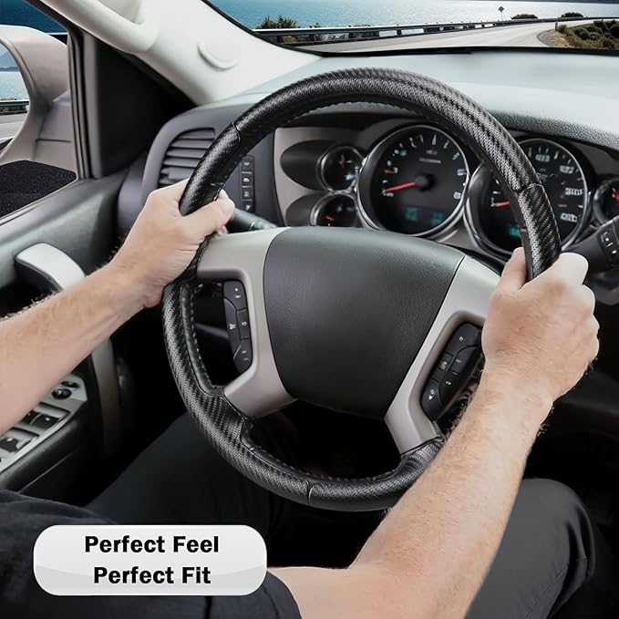 Steering Wheel Cover for Chevy Silverado 1500 GMC Sierra 1500 2007-2013/2500 3500 Chevrolet Tahoe Suburban Yukon (Yukon XL) 2007-2014/ Traverse 2009-2017/ GMC Sierra 2500HD 3500HD 2008-2014