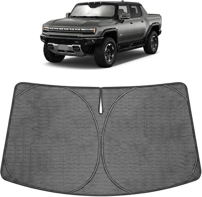 Proadsy Windshield Sun Shade Custom Fit GMC Hummer EV 2022-2026 Ice Crystal Black Front Window Sunshade UV and Heat Blocker Foldable Visor Keeps Car Cooler for Summer Parking and Daily Use