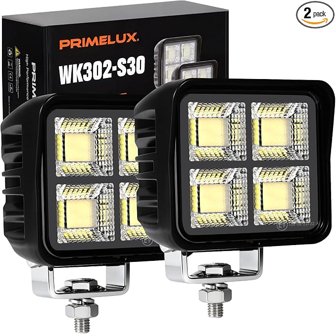 3Inch 128W 10000LM LED Tractor Lights, IP68 Waterproof Shockproof 12/24V LED Work Lights for Truck, 150° Flood Beam Off Road Light Bar for UTV ATV SXS and Heavy-Duty Equipment, 2PCS (3 INCH)