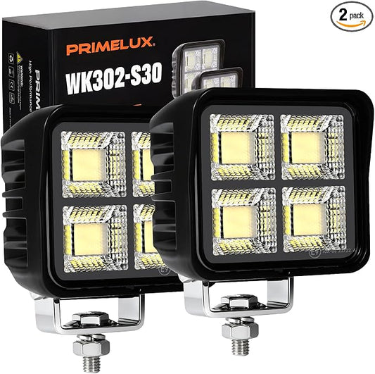 3Inch 128W 10000LM LED Tractor Lights, IP68 Waterproof Shockproof 12/24V LED Work Lights for Truck, 150° Flood Beam Off Road Light Bar for UTV ATV SXS and Heavy-Duty Equipment, 2PCS (3 INCH)