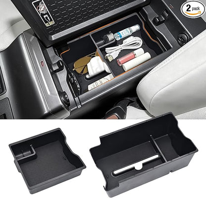 Dual Center Console Organizer for Toyota RAV4 2026+ Accessories (LE/SE/XLE/Woodland/XSE) RAV4 Console Tray Insert Organizer with Coin Holder Tissue Box Holder and Rubber Mats for Toyota RAV4 2026+