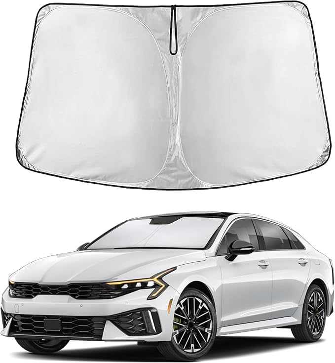 EcoNour Windshield Sunshade Compatible for Kia K5 2021-2024 2025 2026, Sun Visor for Front Windshield & Window Sun Shade Cover, UV Heat Blocker & Protector, Car Accessories