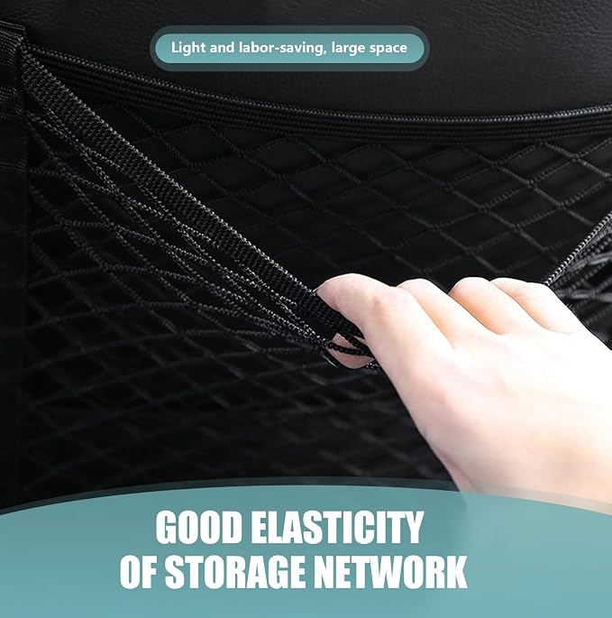 1 PC Car Separator Mesh Between Front Seats, 11.4" x 10.2" Double Layer Coarse Mesh Pet Anti-falling Safety Barrier, Portable Multifunctional Organizer Accessory, Suitable for Cars (Black)