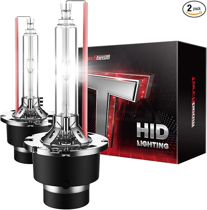 Torchbeam D2S D2R HID Bulbs, 400% Brightness, 35W Xenon Headlight Bulbs, 6000K Diamond White HID Lights, Metal Snap Ring and Base, 5 Minutes Installation, Pack of 2