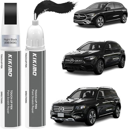 KIKIMO for Mercedes-Benz Touch Up Paint(Night Black(696/9696)), Car Paint Repair Kit for Mercedes-Benz, 2 In 1 Scratches Repair with Pen Tip and Brush, Color-Matched for Quick & Easy Fix