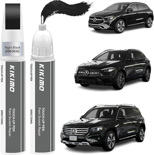 KIKIMO for Mercedes-Benz Touch Up Paint(Night Black(696/9696)), Car Paint Repair Kit for Mercedes-Benz, 2 In 1 Scratches Repair with Pen Tip and Brush, Color-Matched for Quick & Easy Fix