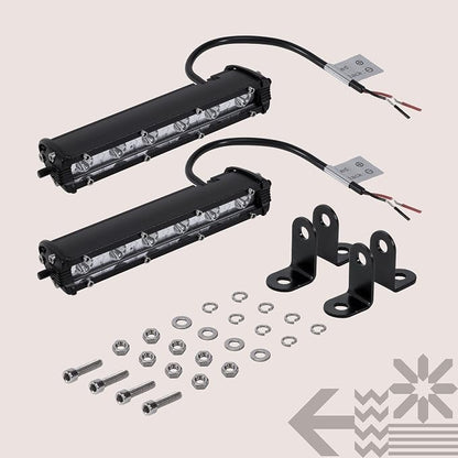 True Mods 2pc 7" Ultra-Slim Single Row Off Road LED Light Bar [1530lm] [18W] [IP68 Waterproof] [12V - 24V] Fog/Driving/Work Lights for Trucks ATV Cars - 30 Degrees Spot Light