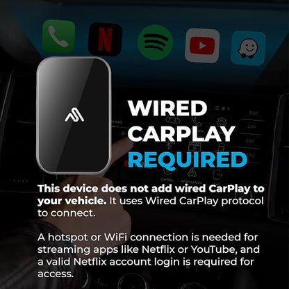 AUTOSKY LITE Box S 2026 – Wireless Adapter for CarPlay & Android Auto – Powerful New Processor – Netflix & YouTube via Phone Hotspot – Stable, Easy Plug & Play