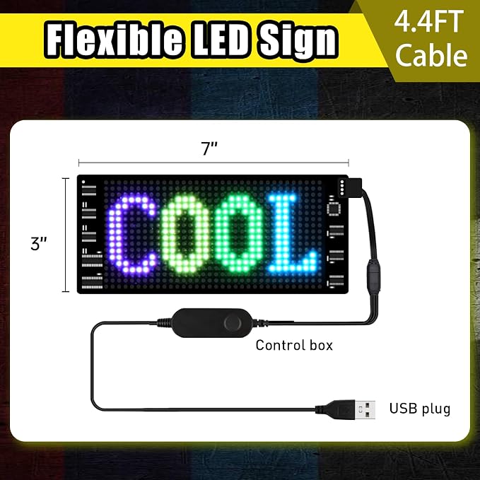 Light Signs for Car | Programmable LED Car Sign | Flexible LED Advertising Sign | Bluetooth APP | Custom Editor Animations/Text/Graffiti