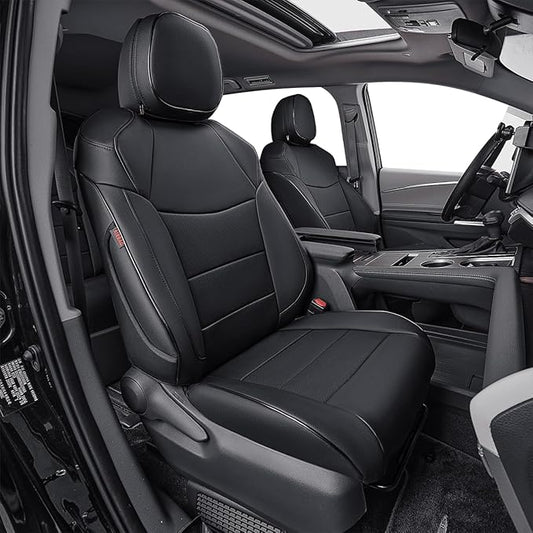 EKR Sienna Seat Covers for Toyota Sienna XLE,XSE,7-Passenger Seating,2nd Row Captain Chairs 2021-2026,Front Seat and Rear Seat,Black Car Seat Covers- 1st and 2nd Row Only, Leather(Black)