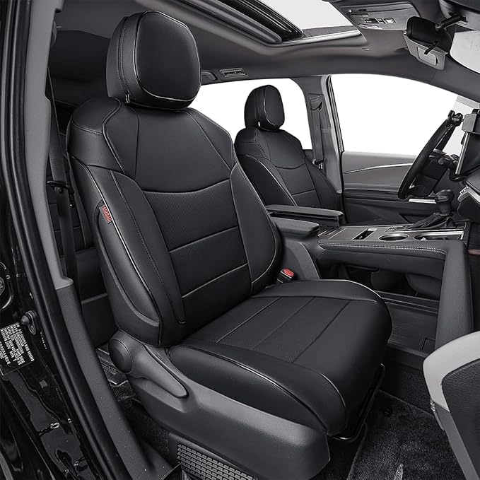 EKR Sienna Seat Covers for 2021-2026 Toyota Sienna Limited,Platinum,2nd Row Captain Chairs with Legrest 7 Seats,Automotive Seat Covers,Car Seat Cover Full Set,Leather(Black)