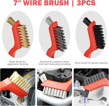 DNA Motoring 25pcs Car Detailing Brush Set, Car Detailing Kit, Interior Kit with Drill Brush Set, Windshield Cleaning Tool, Professional Car Care kit for Interior & Exterior, Wheel, TOOLS-00278-A