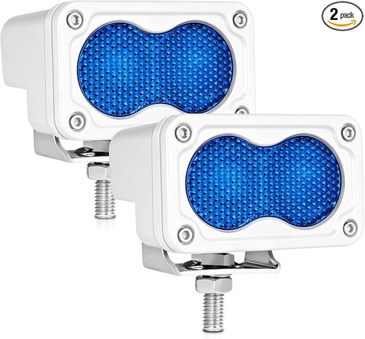 Blue LED Pod Lights 3 Inch 2PCS Auxiliary Backup Rear Light Bar Offroad Fog Driving Light Blue Hunting Fishing Emergency Safety Signal Work Lights for Truck Van UTV Pickup Boat