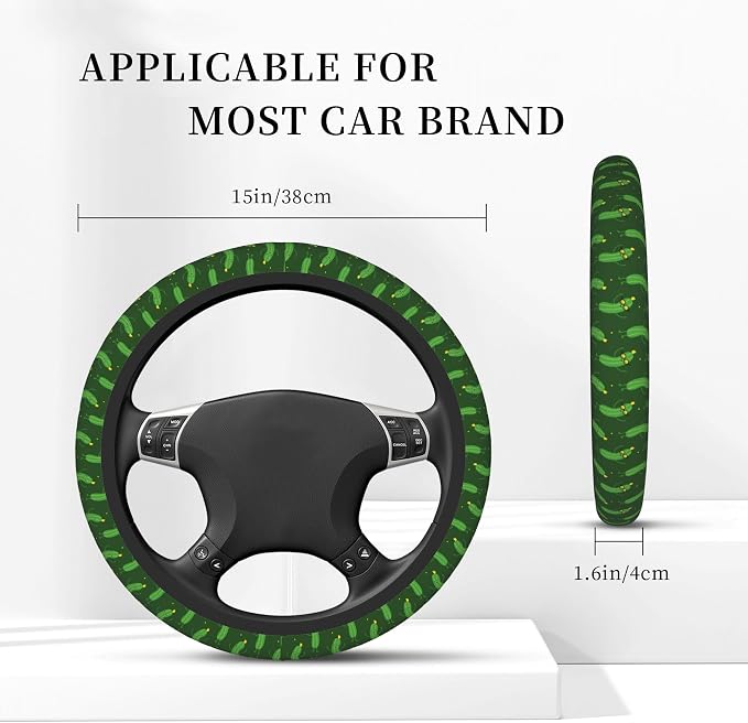 Funny Cucumber Steering Wheel Cover for Women & Men – Universal 15 Inch Car Accessories, Non-Slip & Stylish Design, Fits Most Cars, SUVs, and Auto
