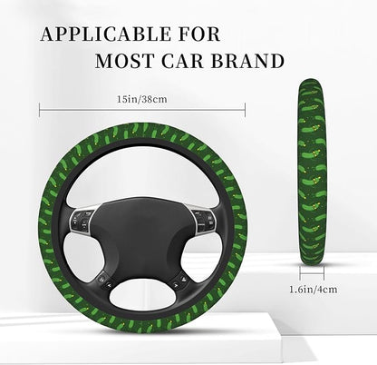 Funny Cucumber Steering Wheel Cover for Women & Men – Universal 15 Inch Car Accessories, Non-Slip & Stylish Design, Fits Most Cars, SUVs, and Auto