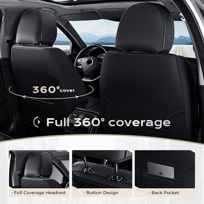 Coverado Seat Covers, Car Seat Covers Full Set, Leather Seat Covers for Cars, Car Seat Protector, Black Car Seat Covers Front Seats and Back Seats Universal Fit for Most Cars Camo