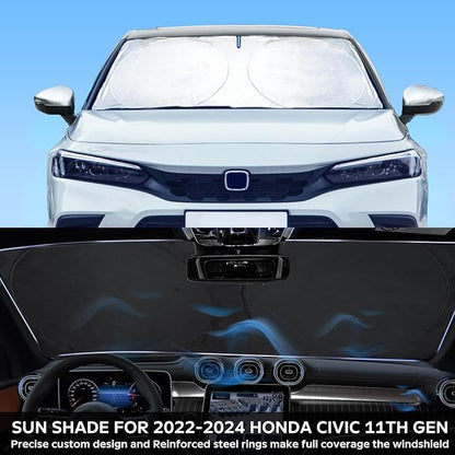Sunshade for Honda Civic 2022-2025 2026 Sun Shade, Front Window Sun Visor Windshield Cover Custom Fit Civic (Not for 2022 Sport) Sedan, LX, EX, EX-L,Touring Keep Cool Car Accessories Blocks UV Rays