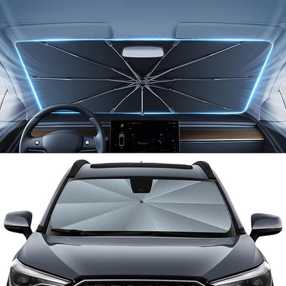 Autorder Windshield Sun Shade Umbrella for 2022-2025 2026 Toyota Corolla Cross Accessories,Upgraded Ice Crystal Material,Easy Setup Umbrella Sunshade for Car Windshield,100% Sun Blocking