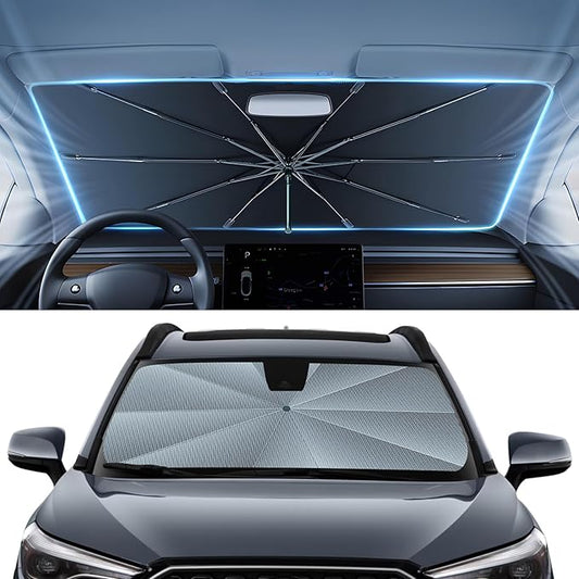 Autorder Windshield Sun Shade Umbrella for 2022-2025 2026 Toyota Corolla Cross Accessories,Upgraded Ice Crystal Material,Easy Setup Umbrella Sunshade for Car Windshield,100% Sun Blocking